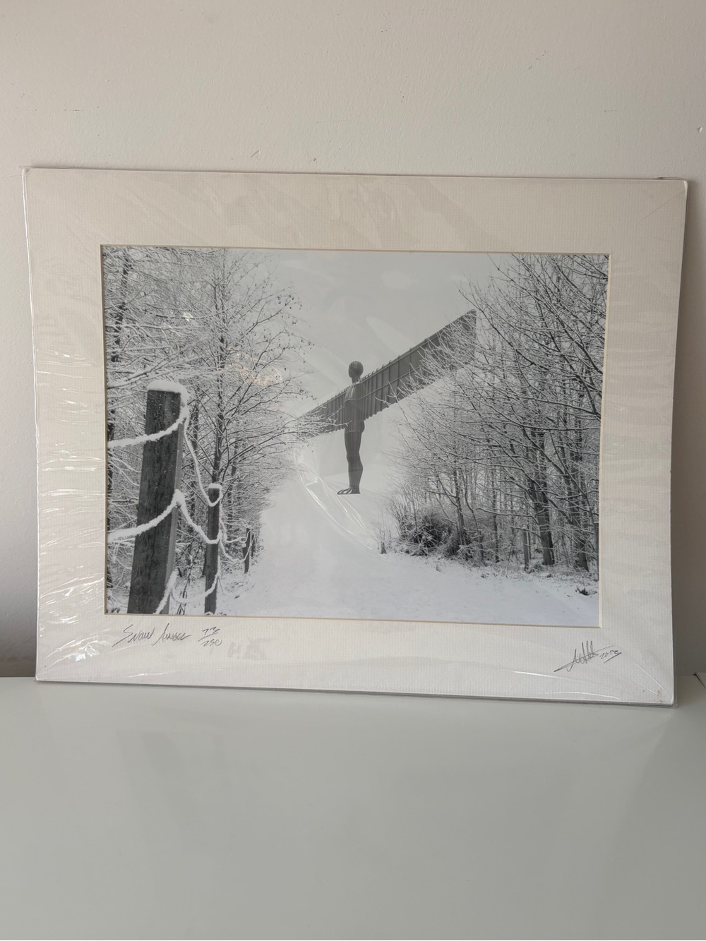 Signed & Numbered Matt Hale Print “Snow Angel" featuring the Angel of the North